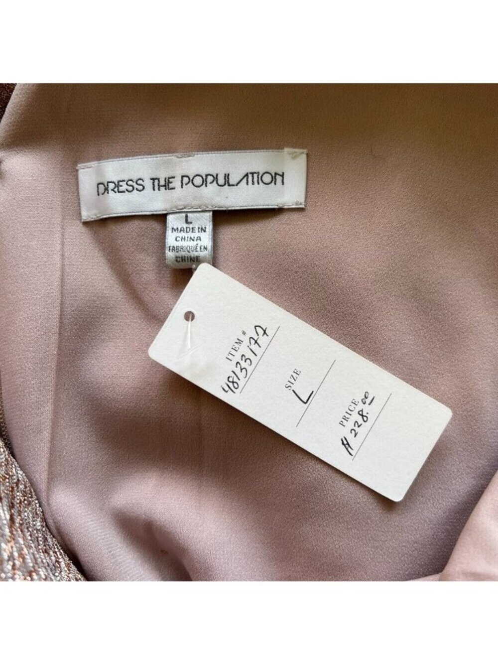 Rose Gold Metallic Cocktail Dress Backless Fit & Flare Wedding Guest Glam - Picture 7 of 9